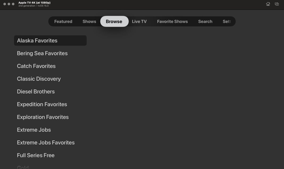 Discovery GO - Browse Screen