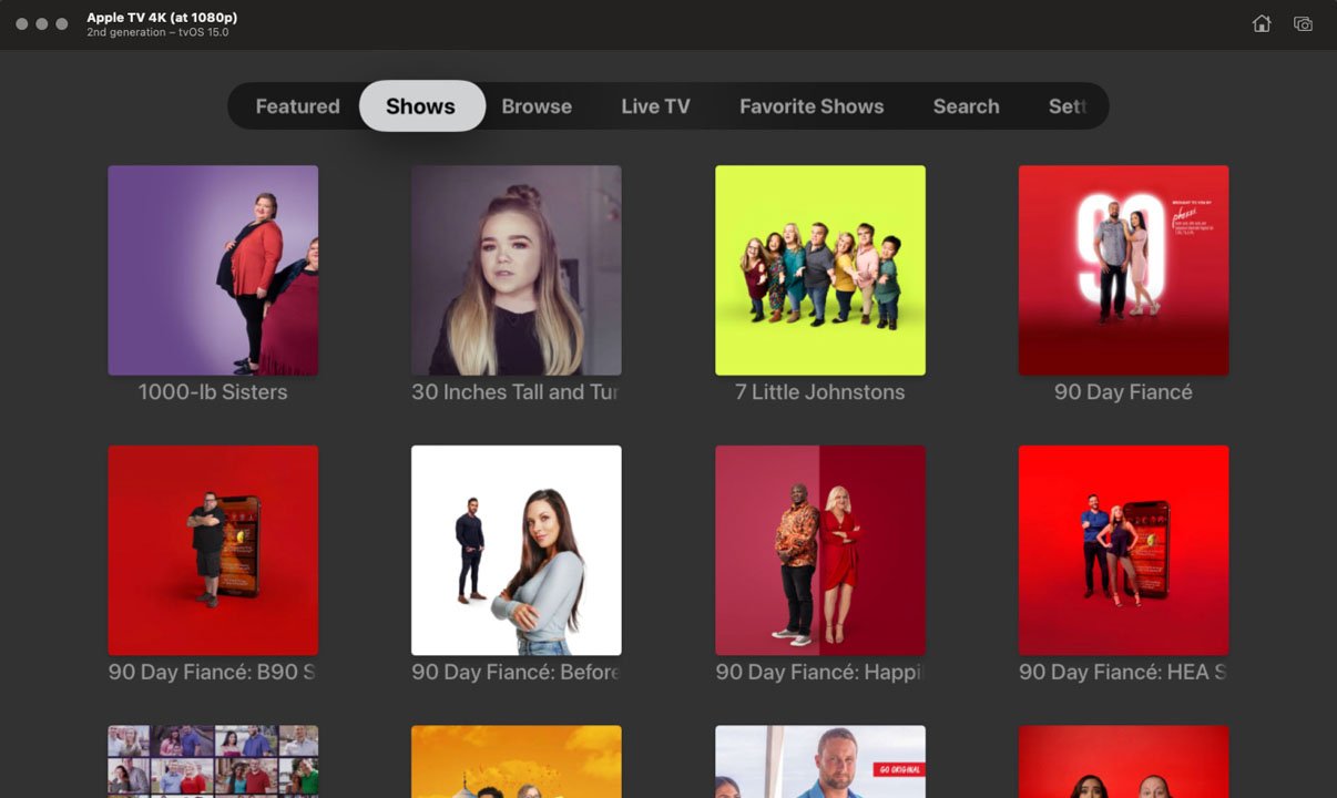 TLC GO - Shows Screen